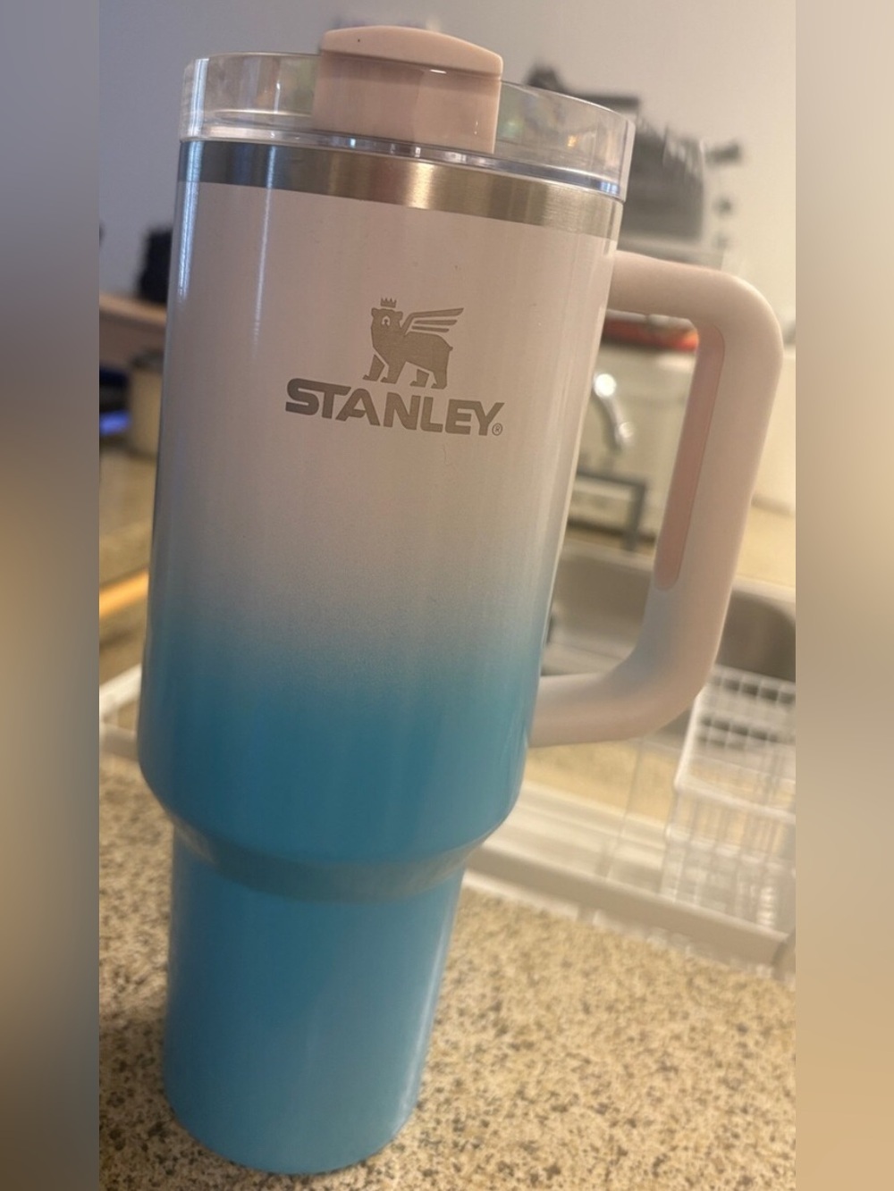 Stanley Pink-to-Blue Ombre Travel Tumbler with Handle